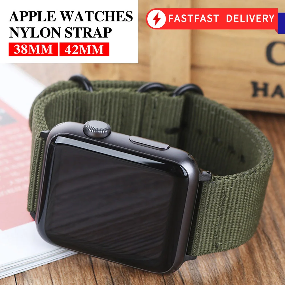 

Hot Sell Nylon Watchband for Apple Watch Band Series 5/4/3/2/1 Sport Leather Bracelet 42mm 44mm 38mm 40mm Strap For iwatch Band