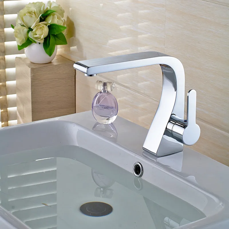

Modern Chrome Basin Mixer Tap Single Handle Single Hole Lavatory Faucet with Supply Hose Sitting Mounted