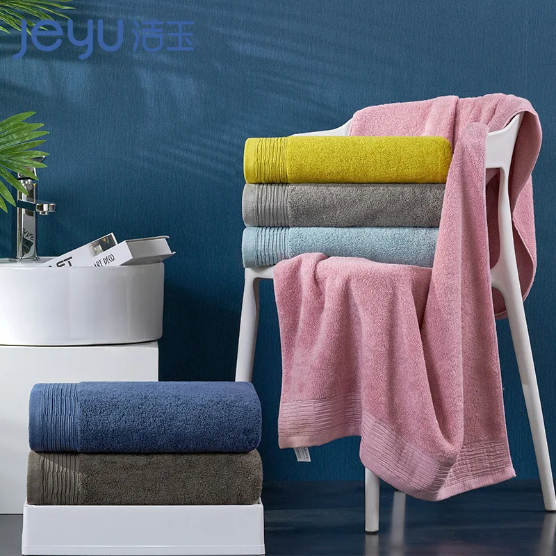 

Jeyu Santiago Bath Towel 70*140cm Cotton Water Absorption Thicken Microfiber Terry Towels Pure Color Soft Bathrobe For Home