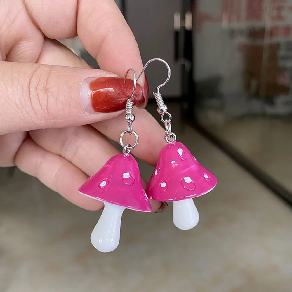 

2021 New Acrylic Mushroom Long Pendant Earrings Quality Drop Earrings for Girls Women Children Birthday Gift Lovely Jewelry