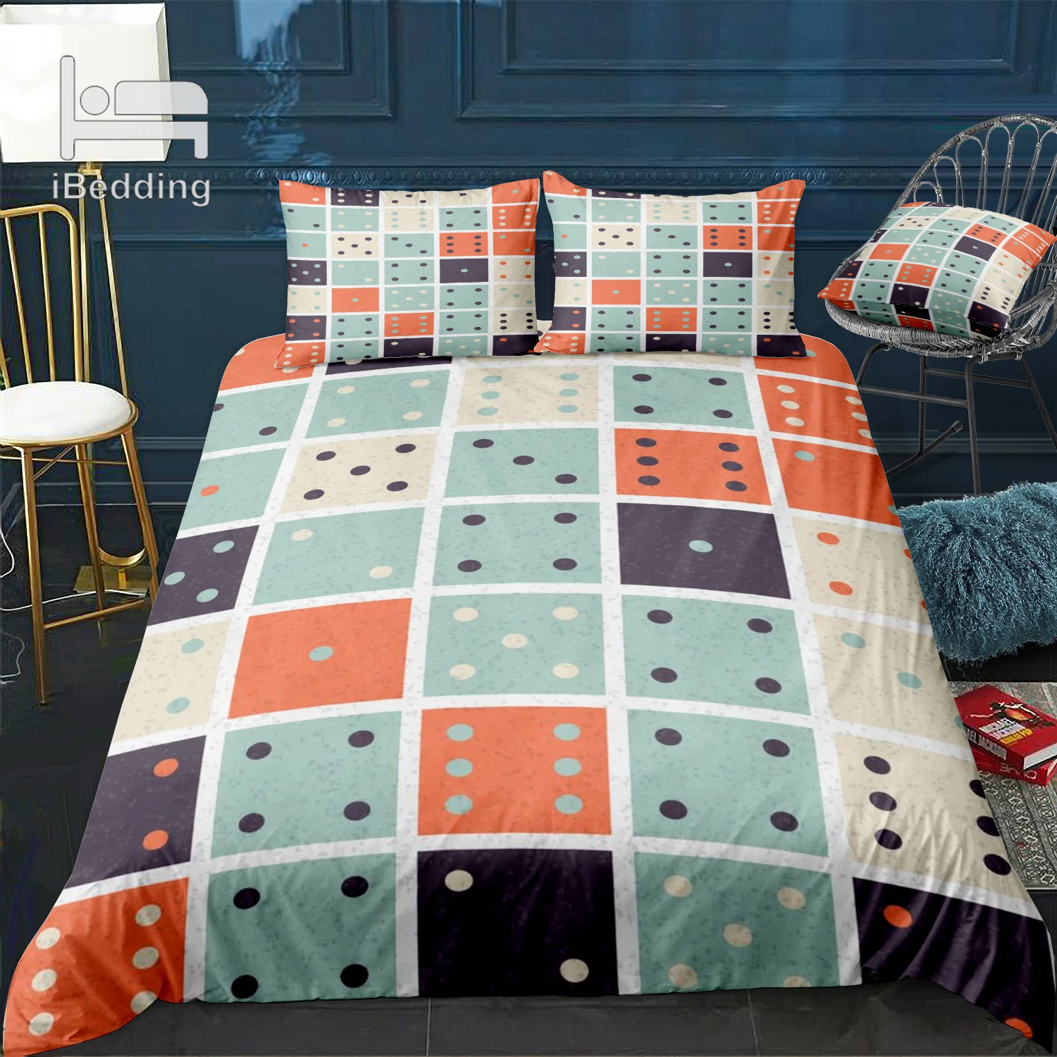 Комплект постельного белья с абстрактным рисунком роскошный двойной комплект