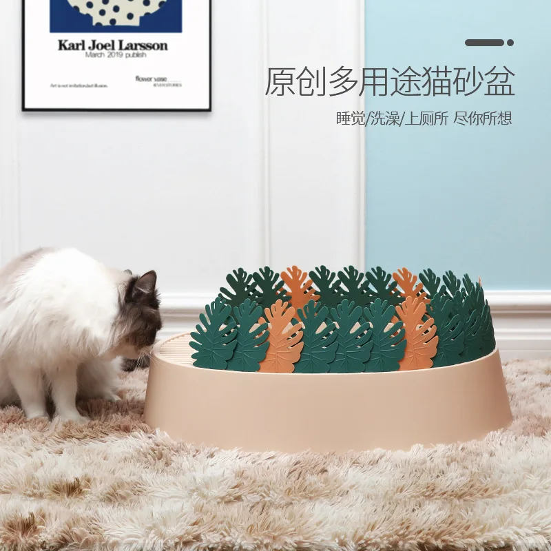 

Новый пункт унитаза для кошек джунглей полузакрытая Съемная раковина для разлития большой песок для кошек