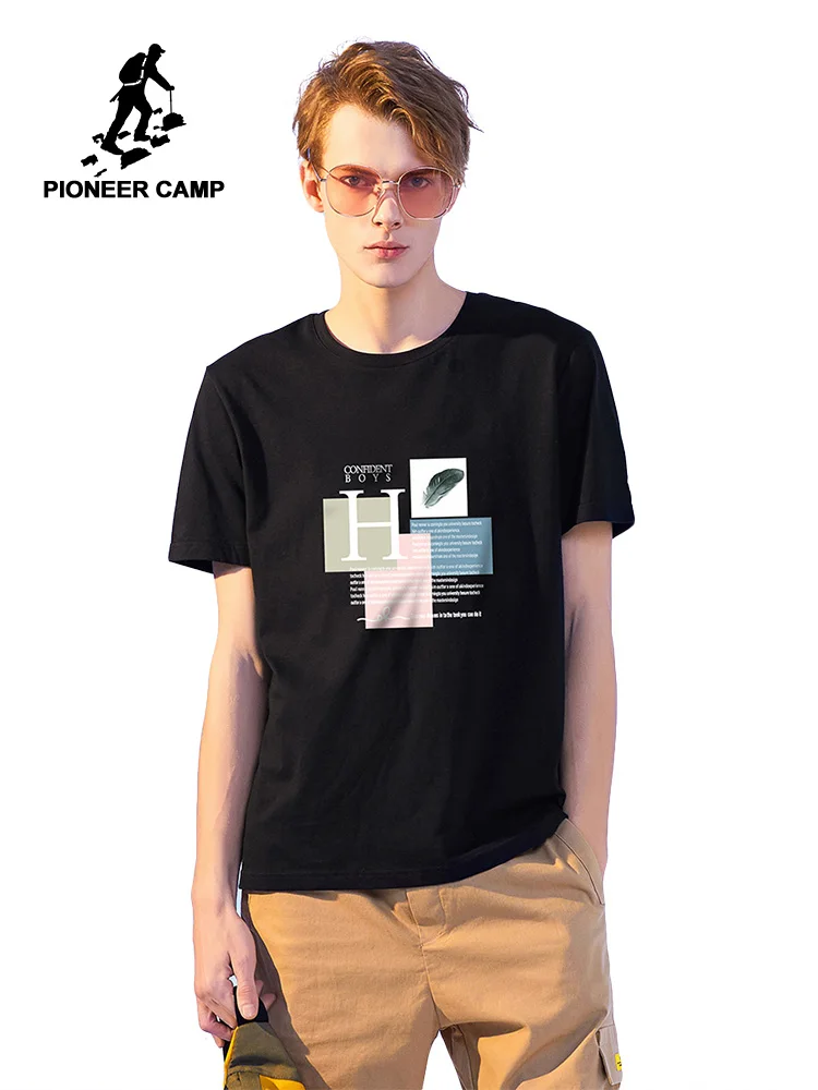 Мужская футболка с надписью Pioneer Camp белая и черная в стиле хип хоп из 100% хлопка