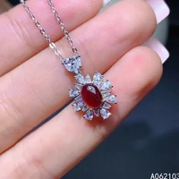 kjjeaxcmy fine jewelry 925 sterling silver inlaid natural pyrope garnet women fresh plain face pendant necklace support check