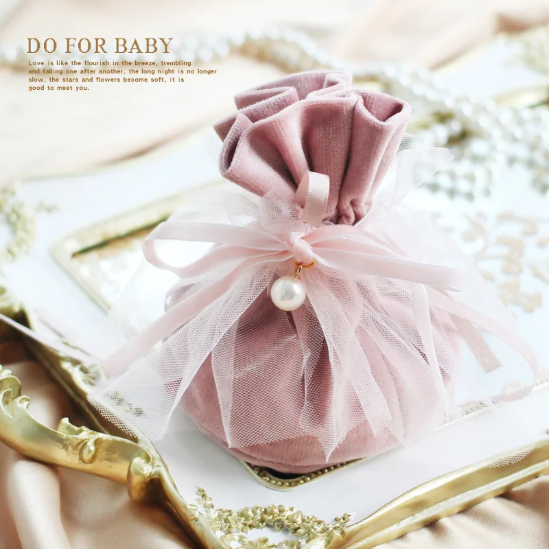 

Christmas Apple Storage Boxes Candy Bags 13.5x10cm Velvet bag Jewelry Packing Velvet Drawstring Pouch with ribbons tablewares