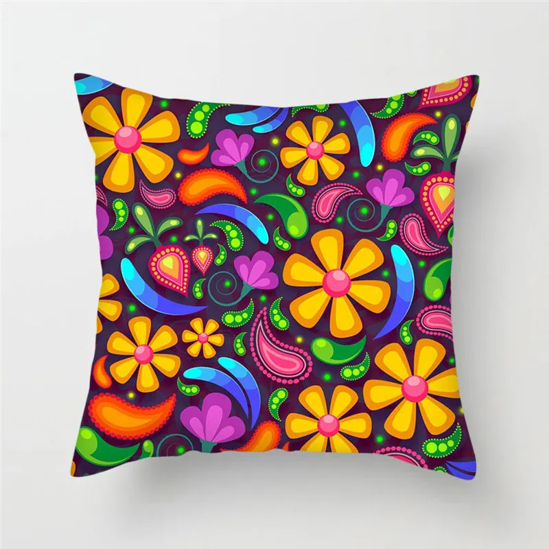 

Fuwatacchi Color Flower pattern Pillow Cover Colorful Floral Cushion Cover For Home Sofa Chair Decorative Pillowcase 45x45
