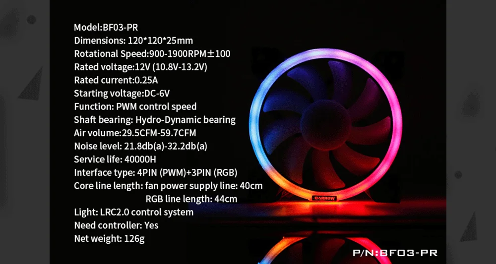 Курган BF03-PR/BF04-PR LRC2.0(5v 3pin) PWM вентиляторы водяного охлаждения вентиляторы радиатора, гидравлические подшипники, регулируемое кольцо освещения
