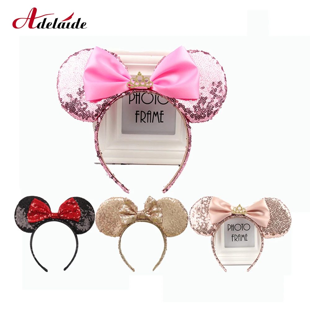 Луки головной убор Минни с блестками и повязка на голову фестиваль DIY аксессуары