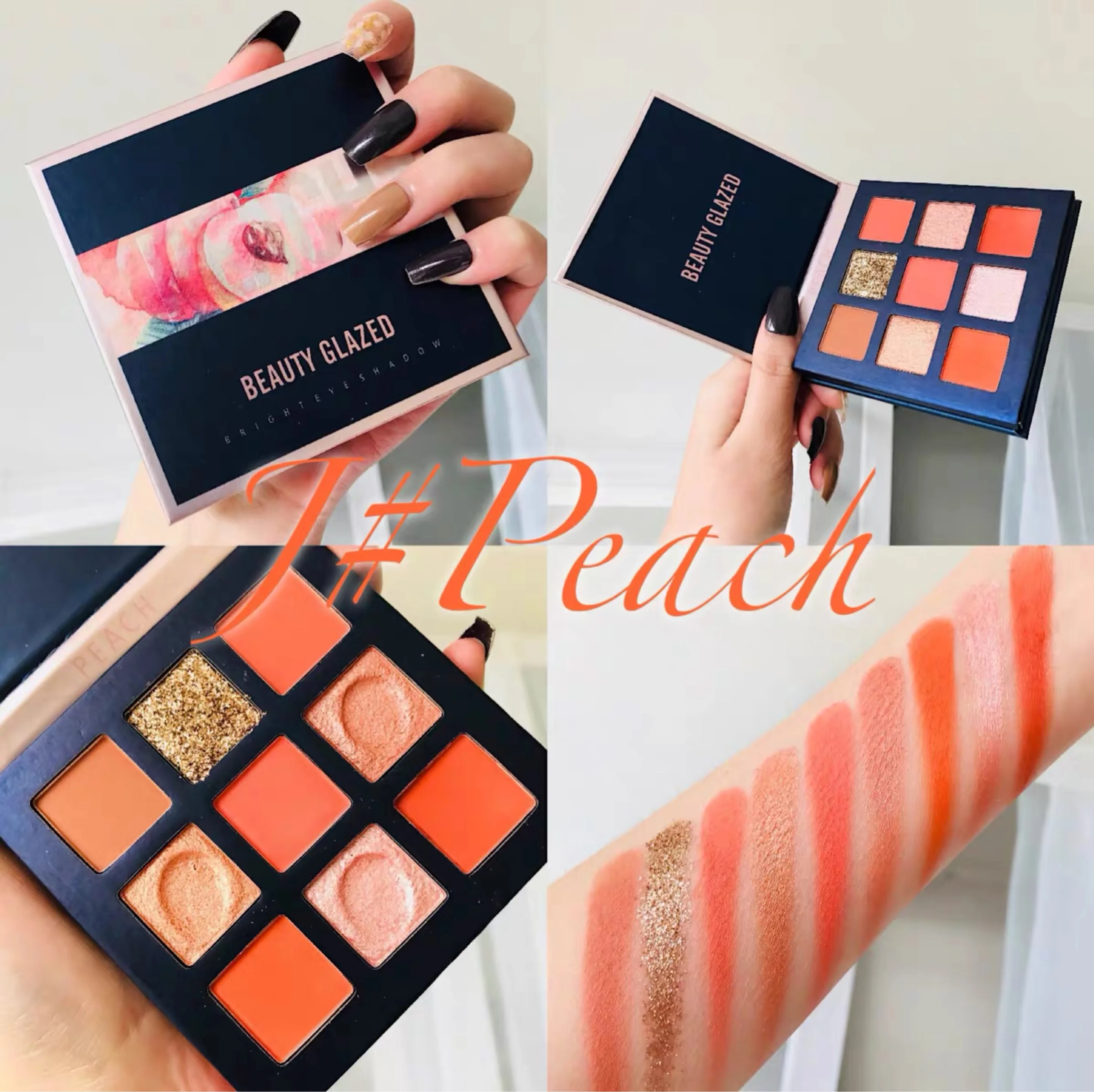 Палетка теней Beauty Glazed для макияжа глаз тени персиковые пигментированные 9 цветов|