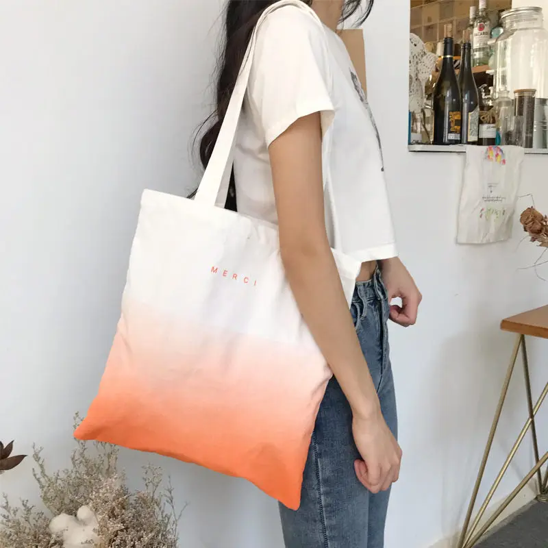 

2021 New Women's Messenger Bags Totes Gradient Eco Shopping Bags for Women's Bags Large Capacity Female Foldable Shopping Bags