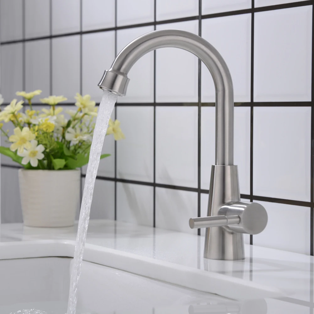Смеситель для кухни из нержавеющей стали с вертикальным рисунком|Смесители кухни| |