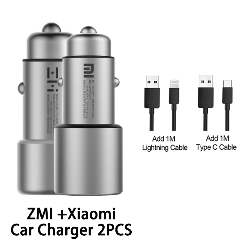 Xiaomi ZMI Cable Крепление для спортивной камеры Xiao mi автомобиля Зарядное устройство QC 3,0 Dual USB быстрое зарядное устройство 5 V/3A 9В/2A mi автомобиля-Зарядное устройство для Android iOS iPhone samsung huawei - Тип штекера: Xiaomi ZMI Cable