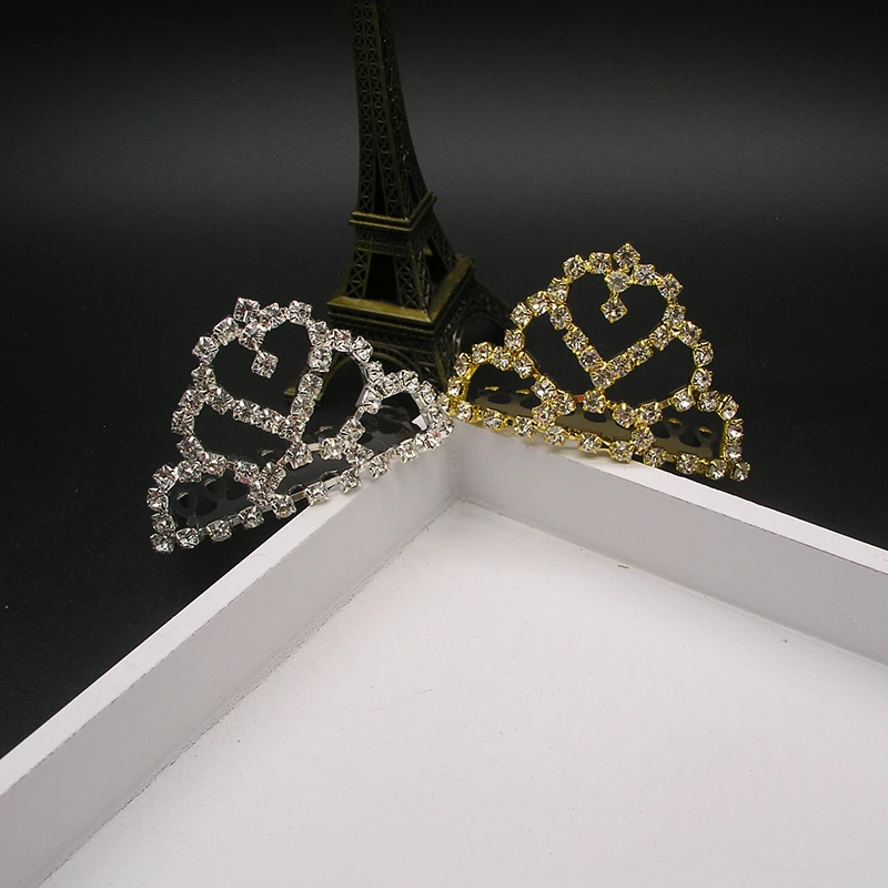 Тиары и короны для девочек украшения волос с кристаллами в форме сердца