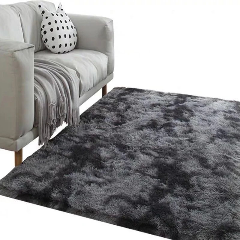 

Nordic Plush Carpet Soft Anti-Slip Bedroom Mat Water Absorption Living Room Faux Fur Area Tie-Dyeing Rug Floor Blanket