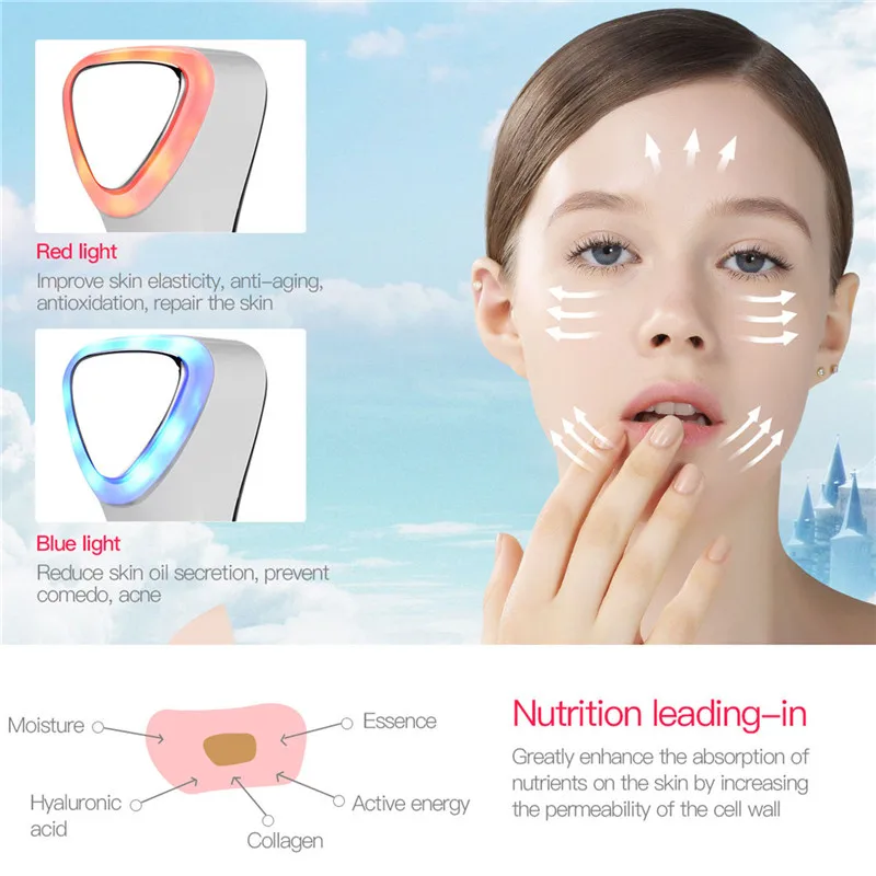

Multifunction LED Hot Cold Hammer Ultrasonic Cryotherapy Lifting Vibration Massager Face Body Ion Shrink Pore Skin Rejuvenation