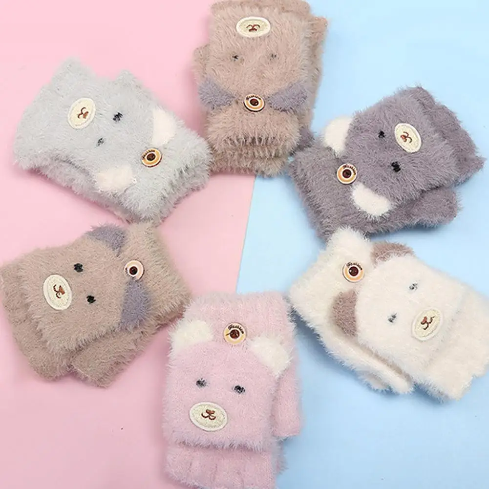 

Keep Warm Thicken Cute Fox Renovate Half- Finger Gloves For Woman Winter Add Velvet Thicken Keep Warm Student Cold Proof Mi Q7e2