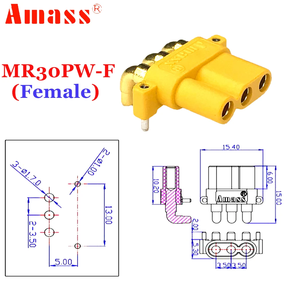 5 пар AMASS MR30PW MR 30 PCB 3 pin Male Female 2 мм Bullet разъемы для RC Lipo батарея Мультикоптер самолет