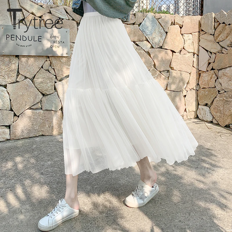 Осенне-зимняя женская юбка Trytree 2020 повседневная с эластичным поясом