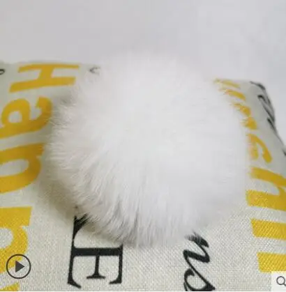 fox fur white DIY Роскошный меховой помпон из натурального меха лисы, помпон, помпон ручной работы, действительно большой помпон для волос,, шапка с пряжкой - Цвет: fox fur white