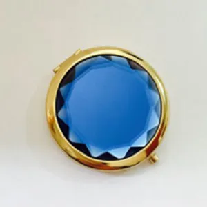 Royal blue 1 шт. роскошное зеркало для макияжа украшенное кристаллами портативное круглое сложенное компактные зеркала Золотое серебряное карманное зеркало для индивидуального подарка - Цвет: Royal blue