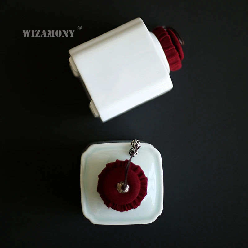 WIZAMONY китайский чай caddy красная крышка небольшой необработанный керамический