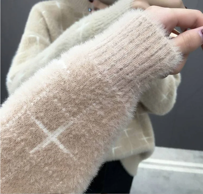 Женский модный пуловер зимний и осенний однотонный Повседневный вязаный свитер