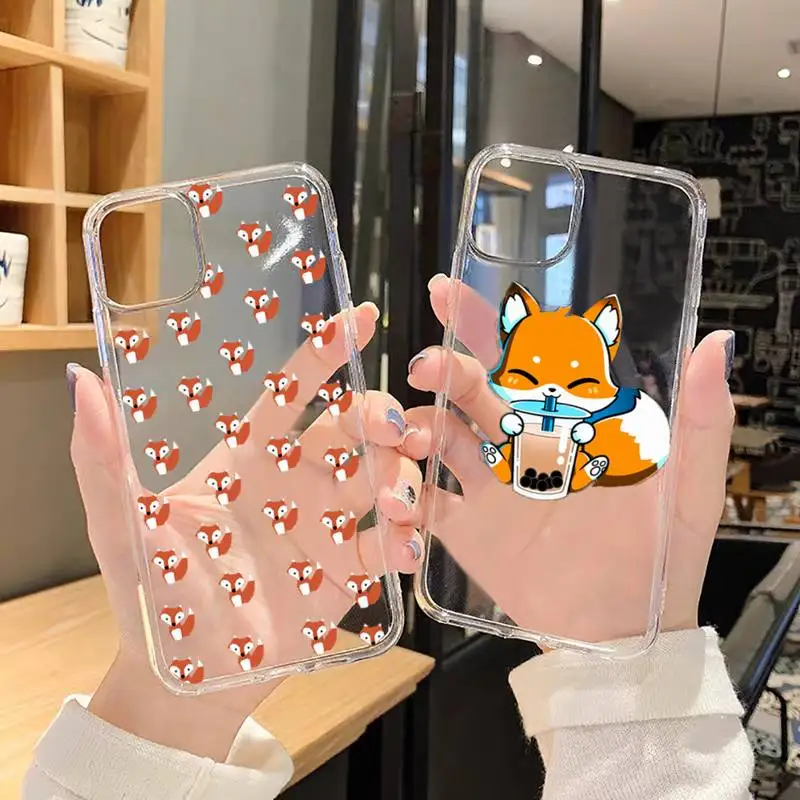 

Anime funny foxs lovely cute Phone Case Transparent for iPhone 6 7 8 11 12 s mini pro X XS XR MAX Plus SE cover funda