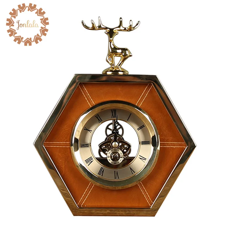 Металлические коричневые часы с оленем гостиная телевизор стол украшение