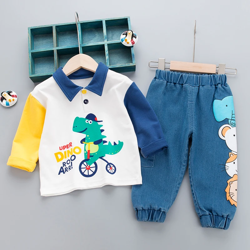 Осенние комплекты одежды для маленьких девочек и мальчиков Повседневная