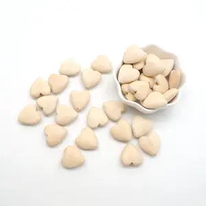 50 шт., бусины из натурального дерева в форме сердца для детского прорезывателя сделай сам