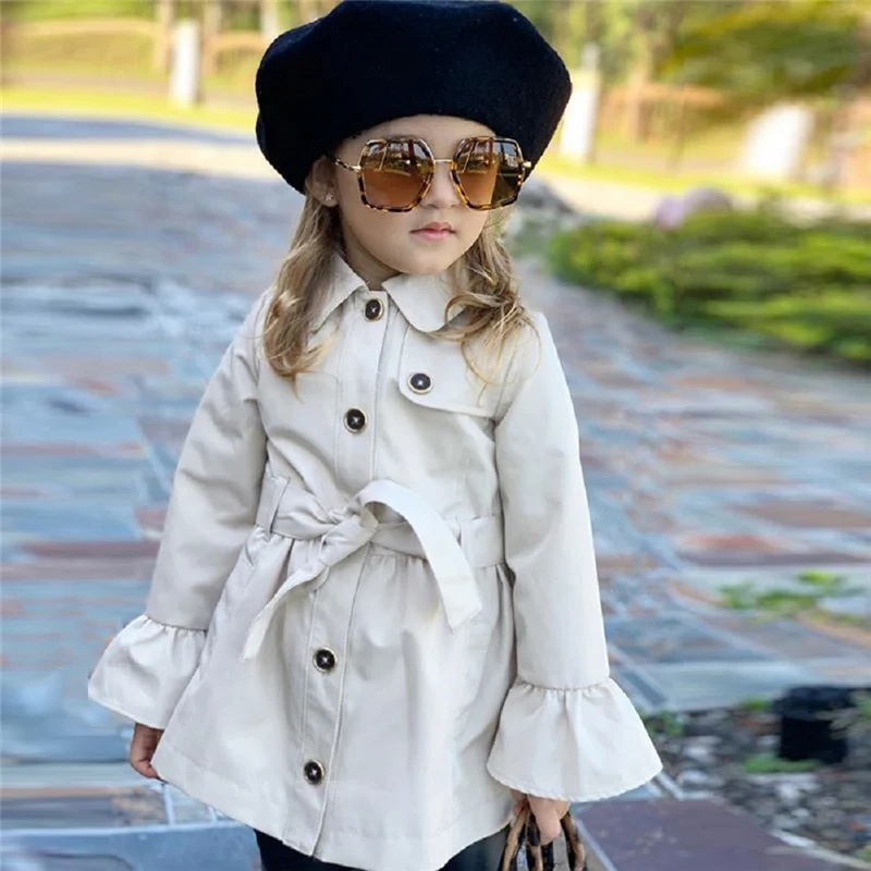 Однотонный плащ для маленьких девочек 3 цвета модное однобортное пальто с