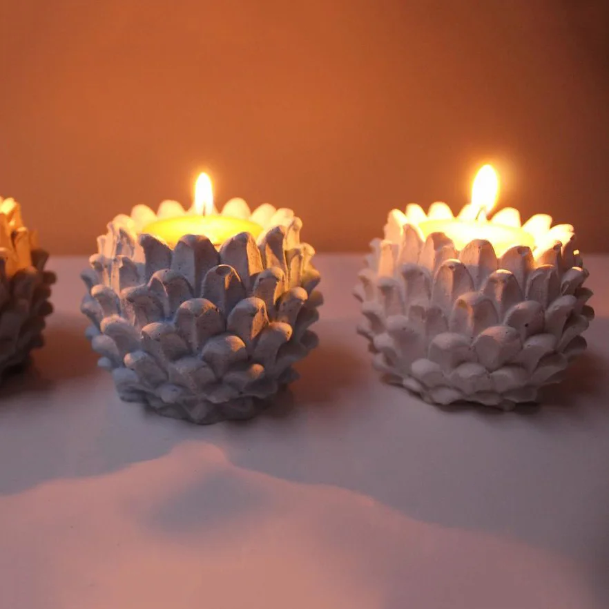 

Cone Candle Holder Mold Concrete Pine Candlestick Molds Silicone Tealight Holder Molds Tealight Holder Cement Molds