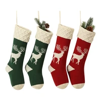 knitting christmas socks decorative wall hanging funny candy bag socks happy womens mens socks new year gift for men deer