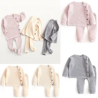 autumn winter sweater suit newborn baby boys girls clothes sets button knitted sweaters childrens suit for infant baby clothing