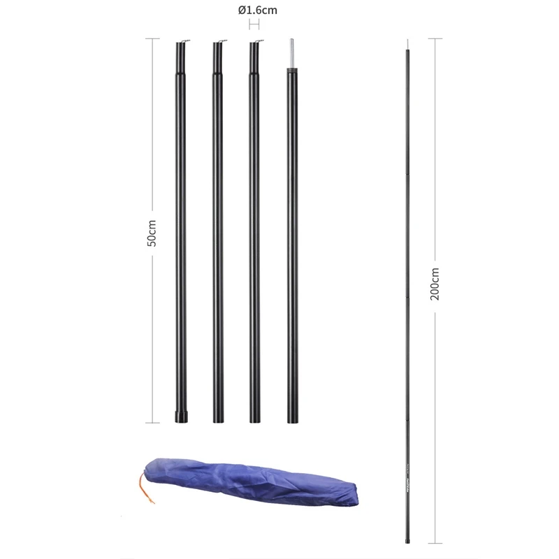 2Pcs 4 Section Tent Pole Adjustable Tarp Poles for Camping Backpacking Hammocks Shelters and Awnings | Спорт и развлечения