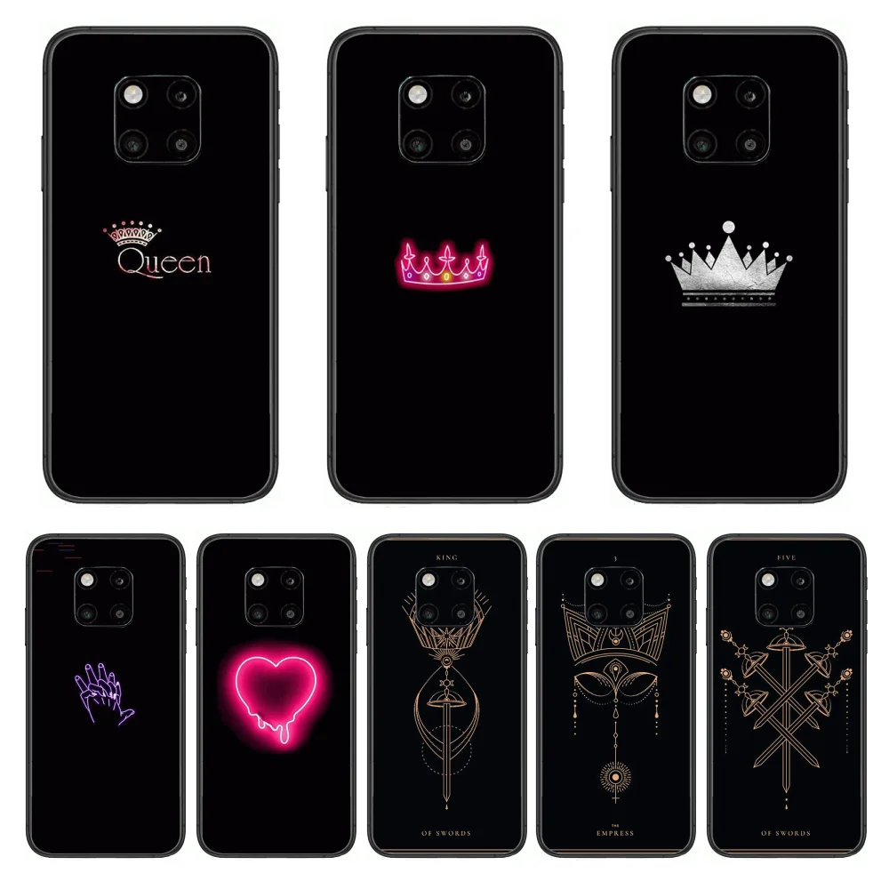 

Black Classic Phone Case For Huawei mate 30 10 20 40 Lite Smart Z Pro Black Etui 3D Coque Painting Hoesjes case