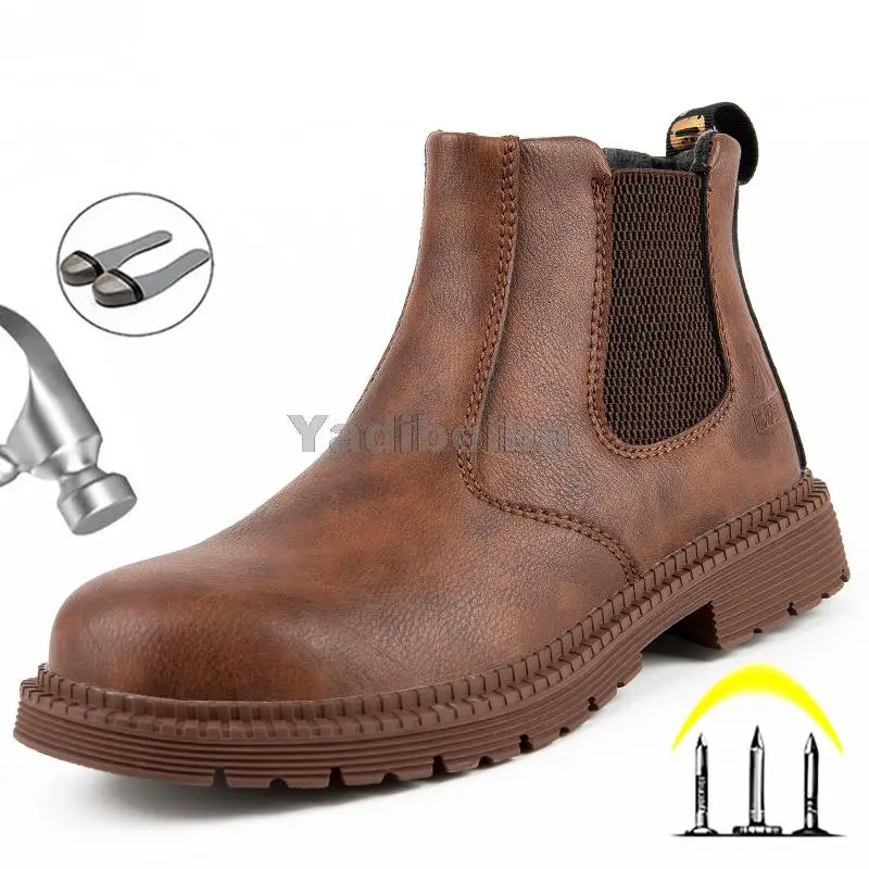 

Mens Boots Safety Shoes Steel Toe Anti-Smashing Work Safety Boots Winter Shoes Chelsea Boots Work Shoes Men Indestructible Shoes