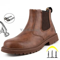 mens boots safety shoes steel toe anti smashing work safety boots winter shoes chelsea boots work shoes men indestructible shoes