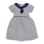 Платье для маленьких девочек, на новый год 2022, летняя Милая школьная одежда с матросским принтом, повседневные хлопковые платья для детей 2-7 лет