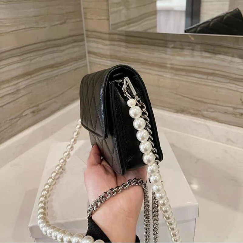 

New Fashion Diamond Lattice Shoulder Bag High Quality Chain Diagonal Female Bag All-Match Classic Black Small Square Bag