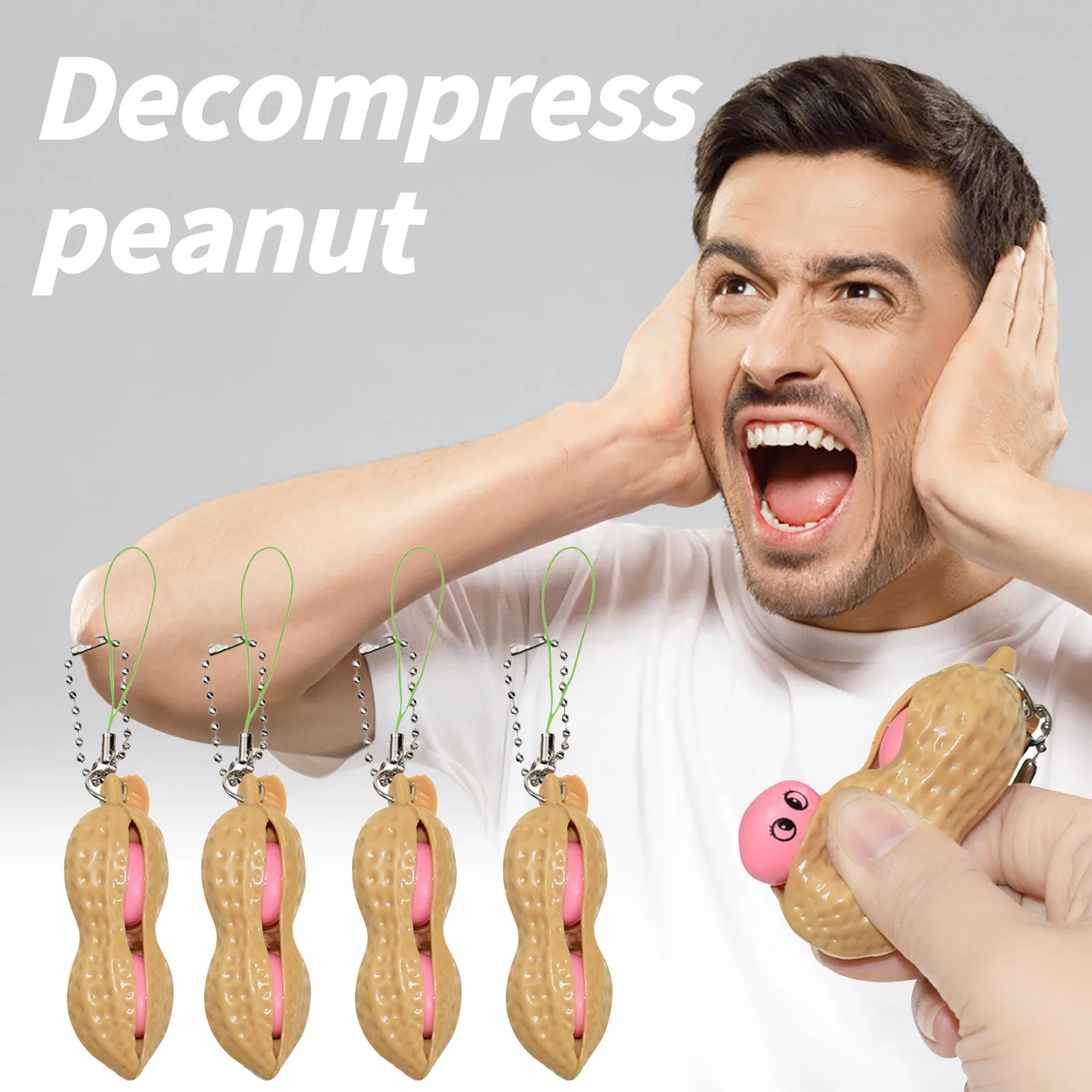

Infinite Peanut Edamame Toys Peas Beans Keychain Pops It Fidget Squishy Decompression Squeeze Antistress