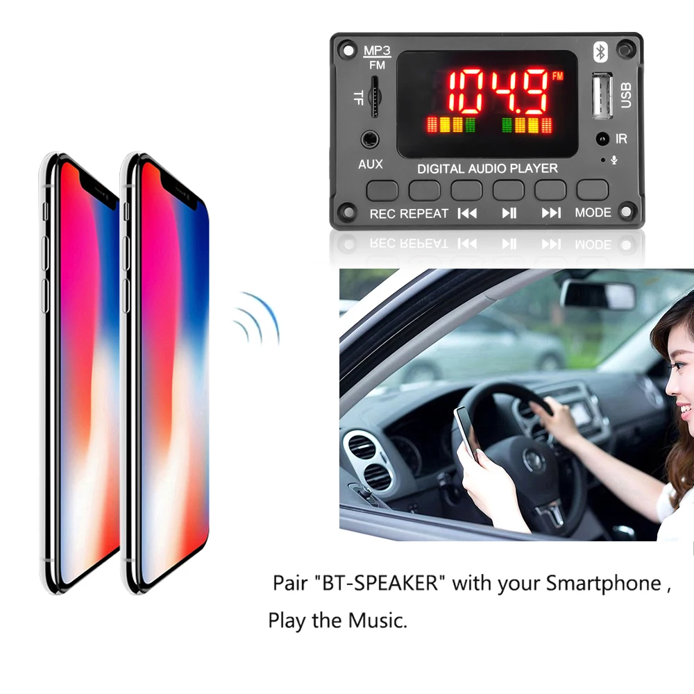 Большой цветной экран 12 в MP3 декодер плата Bluetooth 5.0 Автомобильный плеер USB