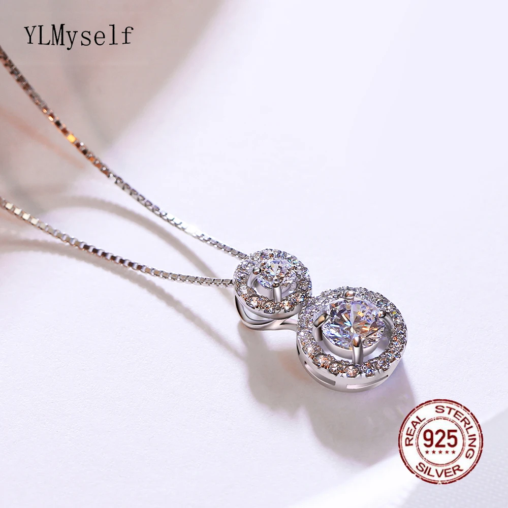 Элегантный кулон из настоящего серебра ожерелье хорошее заявление ювелирные