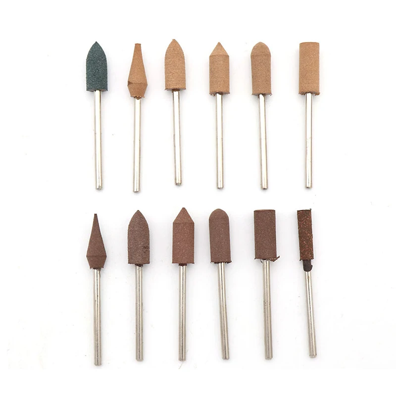 10pcs 2.35mm Shank Abrasive Sesame/Rubber/Cowhide Grinding Head Set for Metal Rust Removal Jade Mold Fine polishing Rotary Tools |