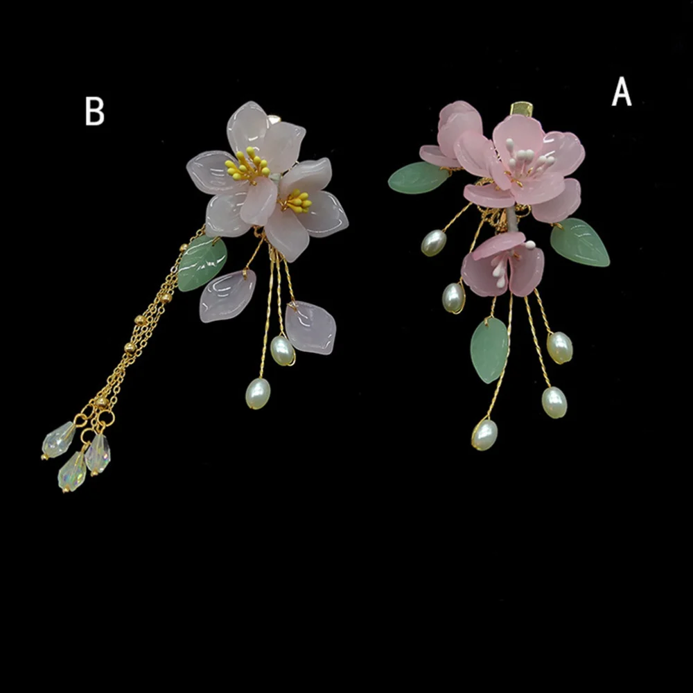 

1pc Chinese Style Hair Clip Imitated Jade Flower Pearl Inlaid Barrette Hair Accessories (Style A)