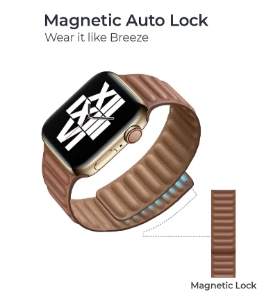 Leather Link Strap for Apple watch band 49mm 45mm 41mm 44mm 40mm 38mm 42mm watchband Magnetic Loop bracelet iWatch 7 6 5 4 8