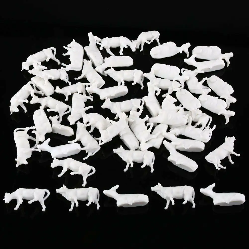 Неокрашенные белые фермерские животные коровы 9 поз 50 шт. масштаб 1:87|farm animal cow|scale