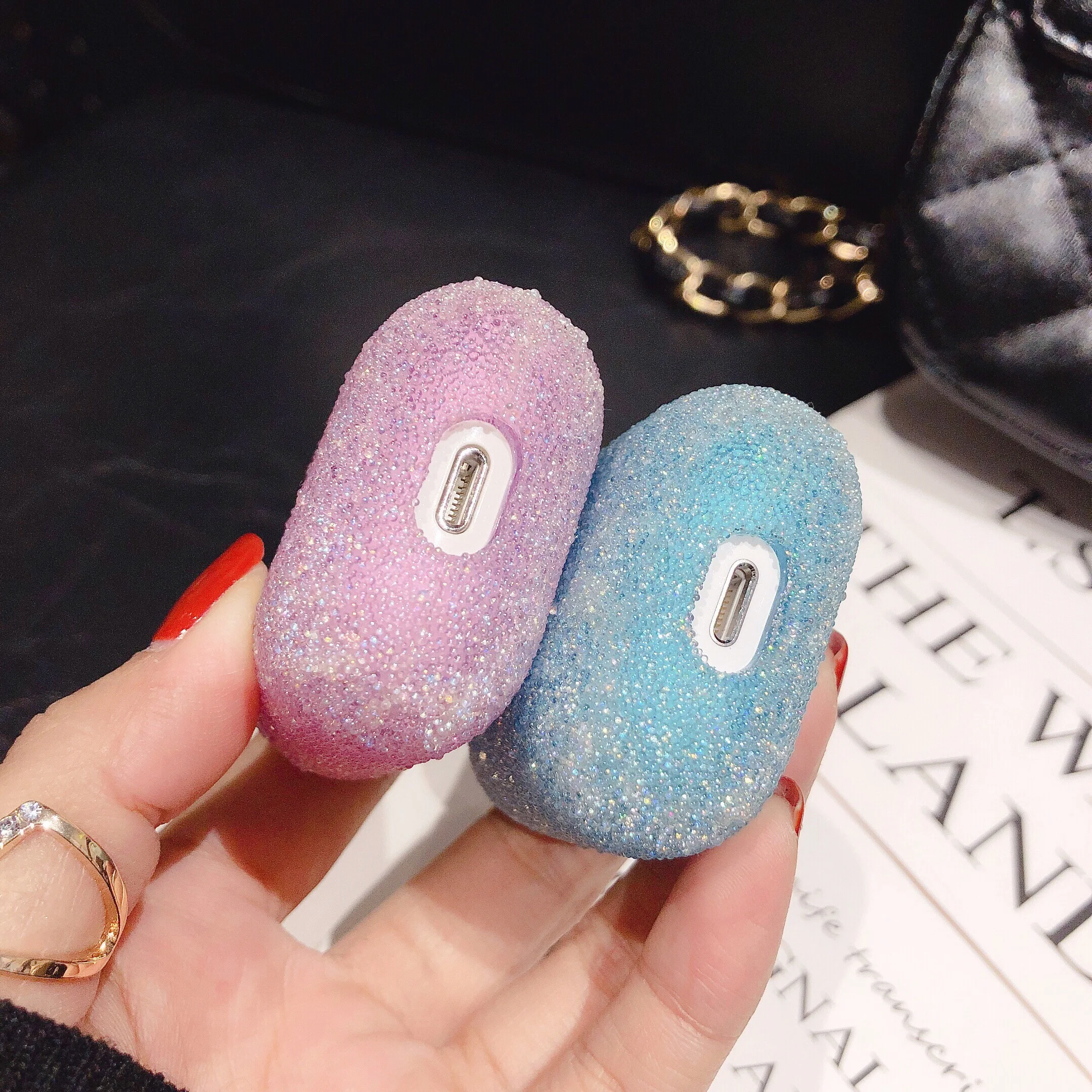 Роскошные противоударные беспроводные bluetooth наушники чехол для Air Pods Хрустальный Блестящий жесткий чехол для Air pods 1 2 блестящая зарядная коробка