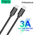 TQUQ оптовая продажа 5 шт.лот USB C к USB C 60 Вт PDQC Быстрый зарядный кабель 3A, USB Type C к C зарядный шнур 2 метра черный
