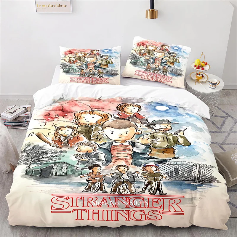 

3D Digital Print Movie Stranger Things Pattern Bedding Set 2-3 Cartoon Quilt Cover Pillowcase Children & Teenage Home Textile